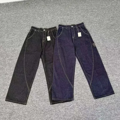 Denim Wide Leg Dark Blue Casual Pants