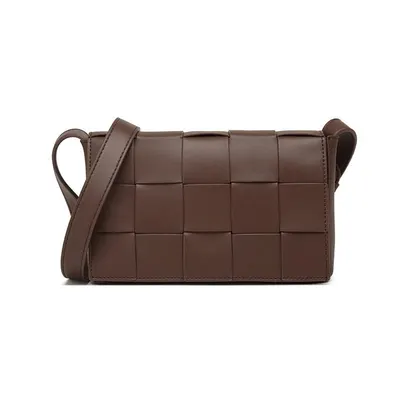 Woven Leather Brown Crossbody Bag